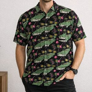 Review by Baxter Retro Car Bowling Shirt Rockabilly Vinyl Print Black M